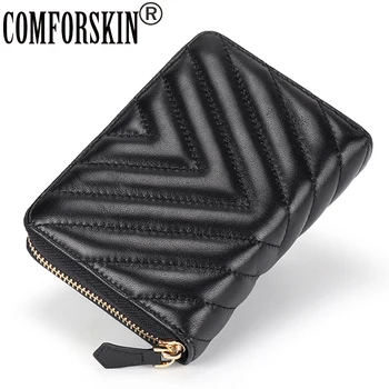 

COMFORSKIN Luxury Sheepskin Travelling Passport Cover Drop-shipping Large Capacity Card Wallet For Women Business Card Holders