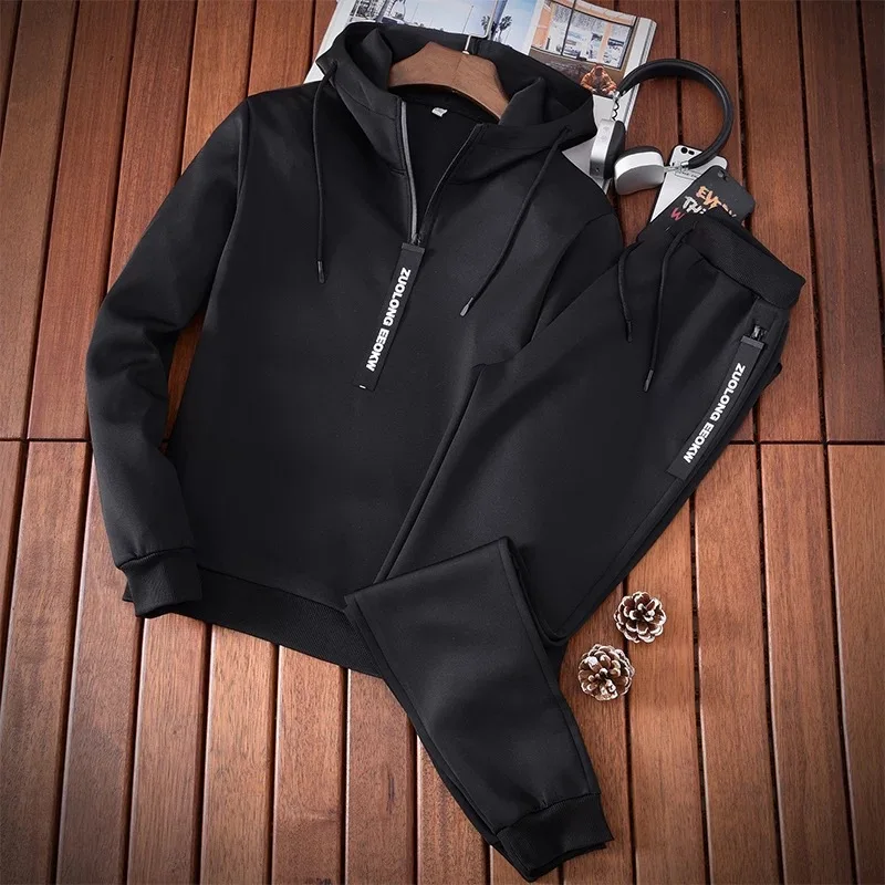 Blog 2019 2PC Hoodies Men Spring Autumn Fleece Liner Hooded Sweatshirts  Sweatpants Male Brand Streetwear  2 Pieces Hoody