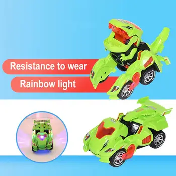 

Deformation Electric Dinosour LED Car Toy Universal Wheel Transformation Robot Vehicle With Lights Sounds Gift for Kids