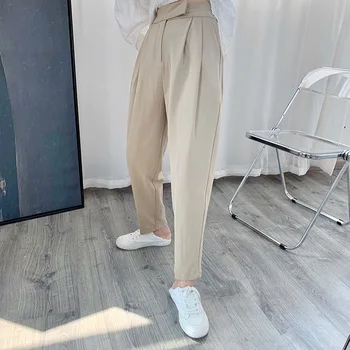 

Casual Pants Loose Slim Pencil Lazy Pants Female Ankle Beige Pants