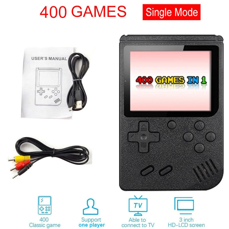 2021 3.0 Inch Retro Portable Mini Handheld Video Game Console 8-Bit Color LCD Kids Player Built-in 400 Games For Christmas Gift 
