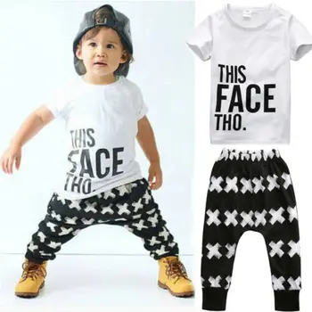 

USA 2PCS Baby Toddler Kid Boy T-shirt Tops Pants Summer Outfits Set Clothes