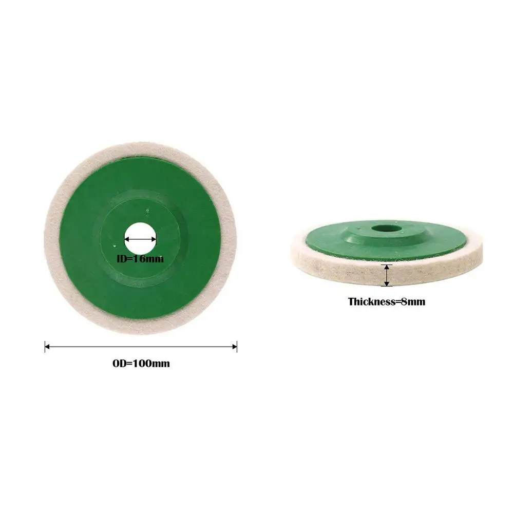 10 шт. 4-дюймовый полировальный диск из шерстяного фетра полировального круга нефрит, металл отделки поверхности зеркала износостойкая угловая шлифовальная машина инструмент шлифовальный диск