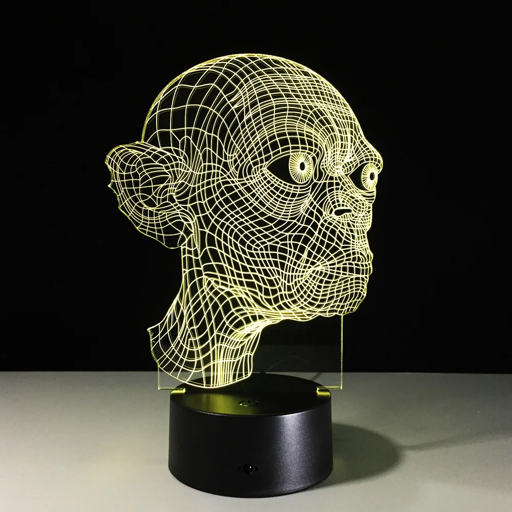 3D светодиодный USB лампа террор оформление вечеринки череп голова озорная атмосфера 7 цветов Изменение сенсорный ночник