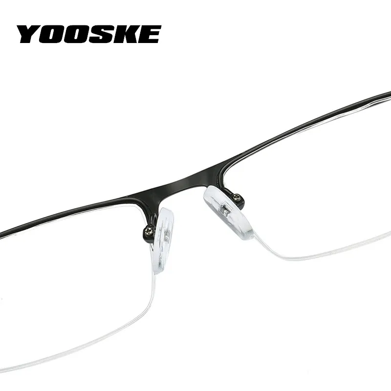 YOOSKE Для мужчин, очки для чтения, металлические с плоскими стеклами и половинной рамкой Бизнес дальнозоркости рецепта+ 1,0 1,5 2,0 2,5 3,0 3,5 4,0