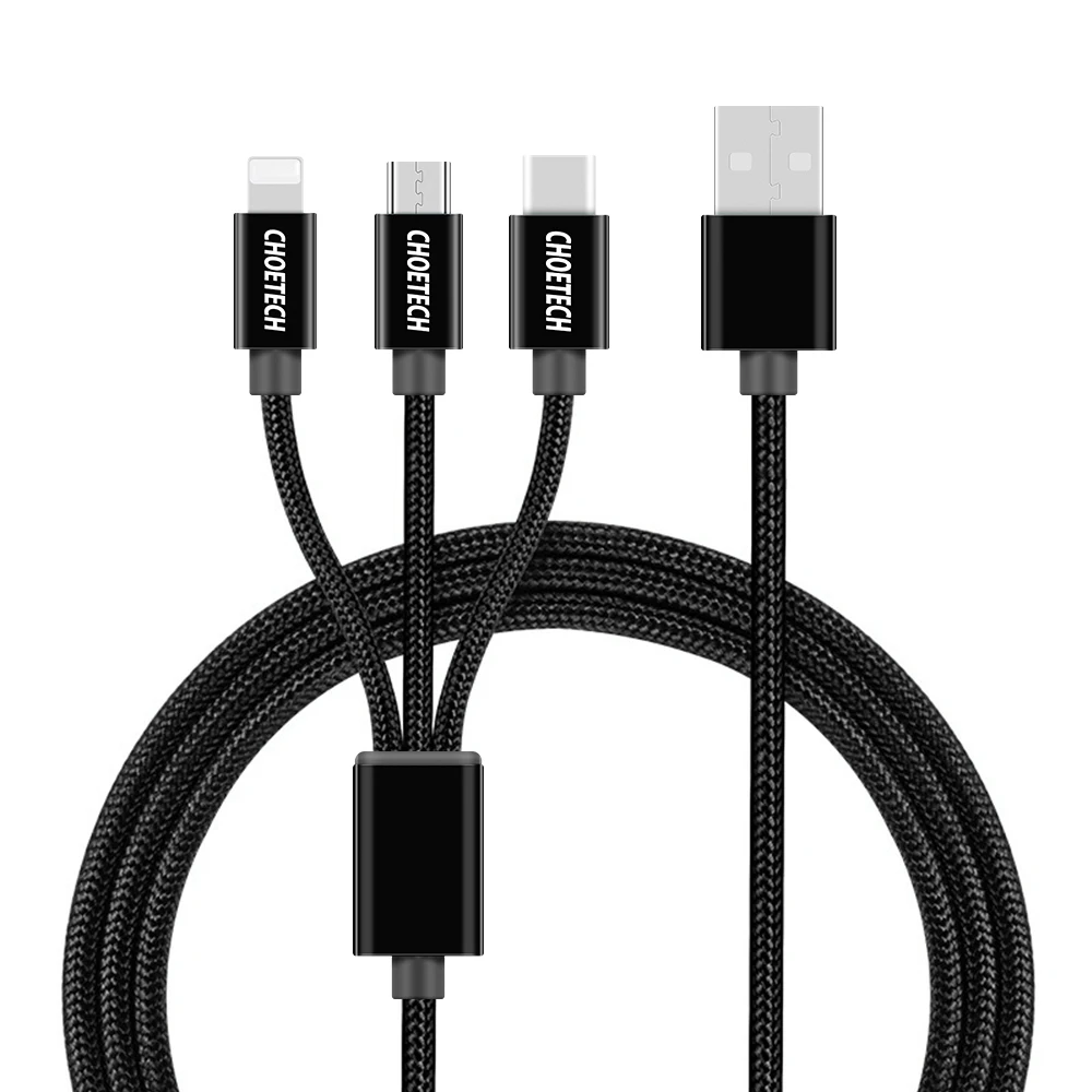 CHOETECH 3 в 1 Micro USB кабель для Android usb type C кабели для мобильных телефонов для samsung S9 USB кабель для iPhone XS X 8 7 6
