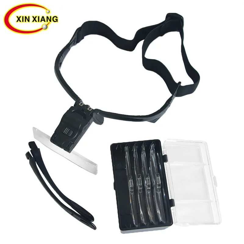 

2 LED Magnifying Glass Wearing Eye Magnifier Headband Repair Illuminated Magnifier Lamp 1.0/1.5/2.0/2.5/3.5X Reading Loupe Lupa