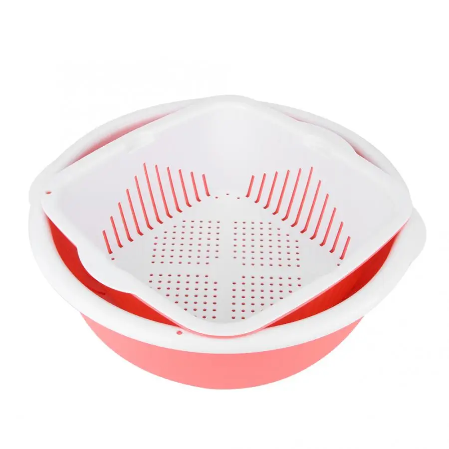 4 Pcs Portable Kitchen Double Layer Filter Fruit Vegetable Washing Basket Strainer Kitchen Tools