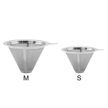 

Stainless Steel Pour Over Coffee Filter Reusable Coffee Cone Dripper Coffee Maker Accessories metal cone