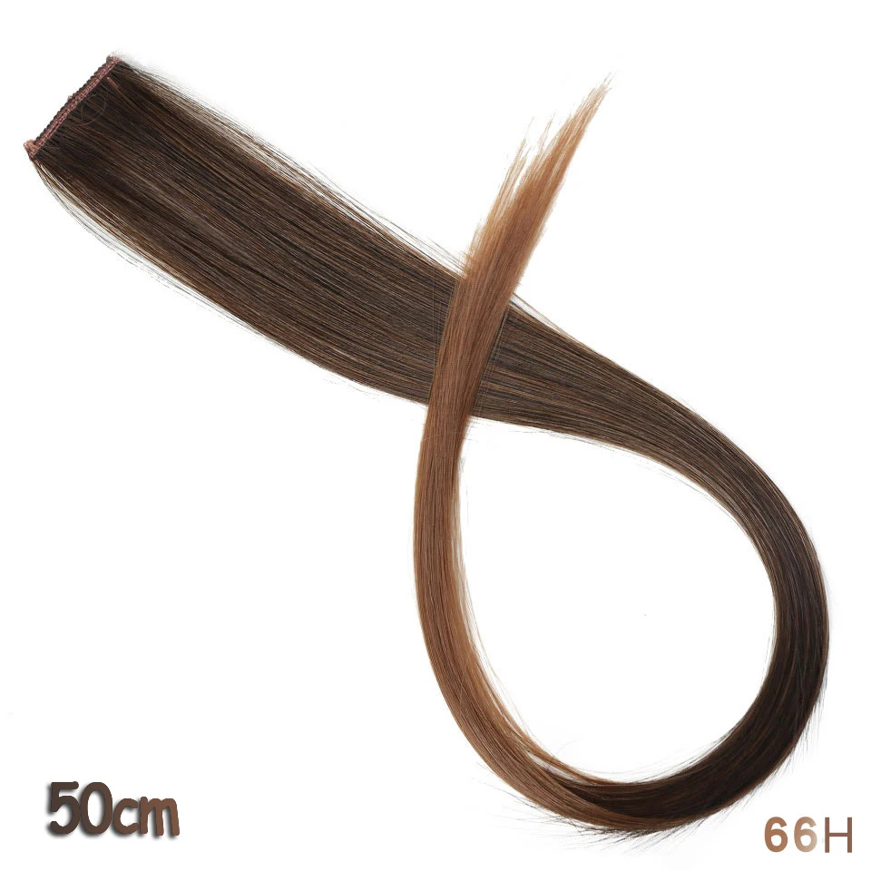 Длинные прямые цветные синтетические волосы, накладные волосы на заколках, высокая температура, радужные волосы, розовые синтетические волосы, прядь - Цвет: CFP-66H