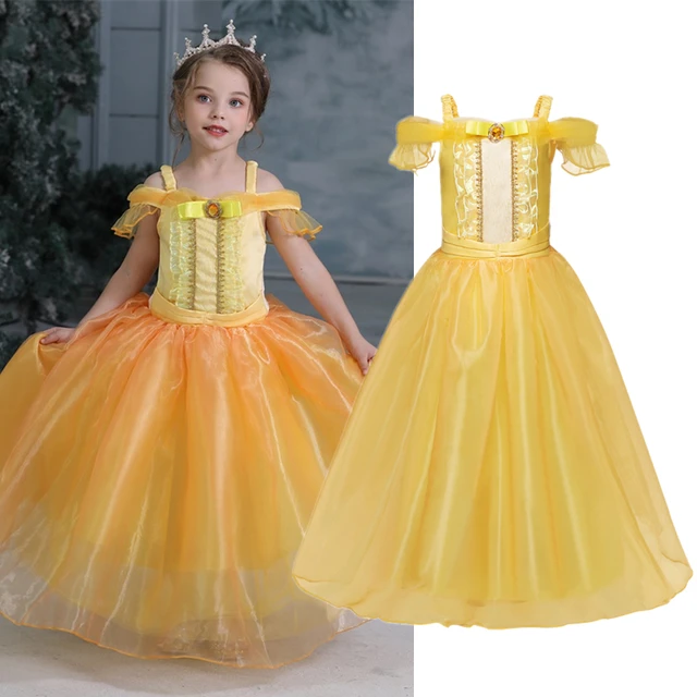 Cinderella Girls Dress Rapunzel Cosplay Costume Princess Dress Up Belle Anna Elsa Dress Sleeping Beauty Kids Vestidos Infantil 6