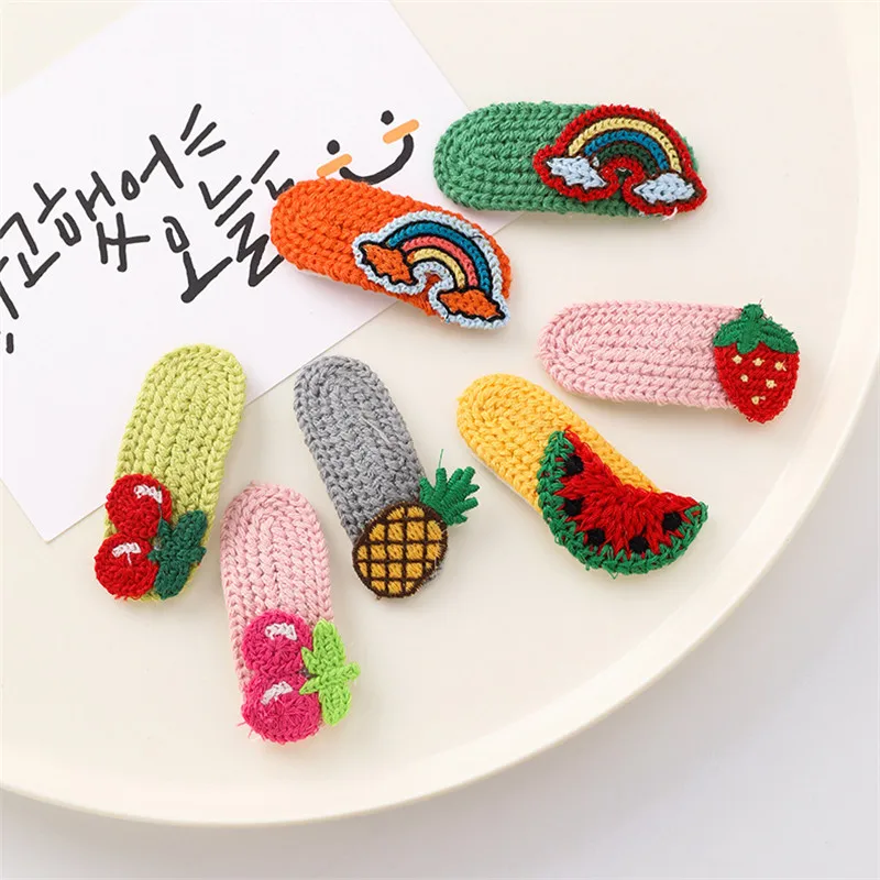 

2019 New Arrival Children Girls Sweet Fruit Handmade Wool Hairpins Hair Clips For Women Winter Lovely Hair Accessories