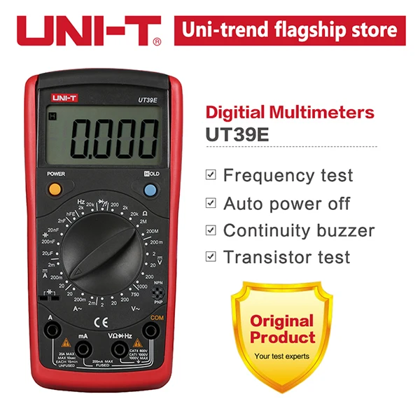 UNI-T Ручной цифровой мультиметр UT39B UT39E 20A 1000 В UNI T DC AC Вольт электрическое Емкостное измерительное устройство Тестер транзисторов - Цвет: UT39E
