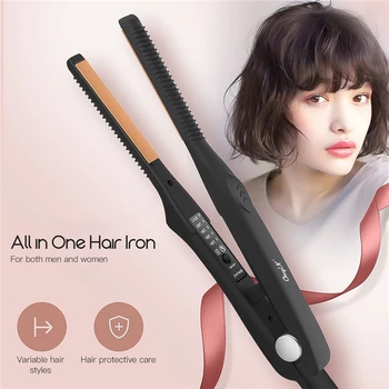 

CkeyiN Man 2 in 1 Ultra-Thin Plate Hair Straightener Curler Ceramic Flat Iron for Short Hair Women Men Adjustable Temperature