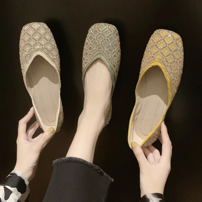 

Flat Shoes Women fashion Slip On Shoes Square head sequins lady Loafers Moccasin Ballet Flats Platform mocasines mujer H14-70