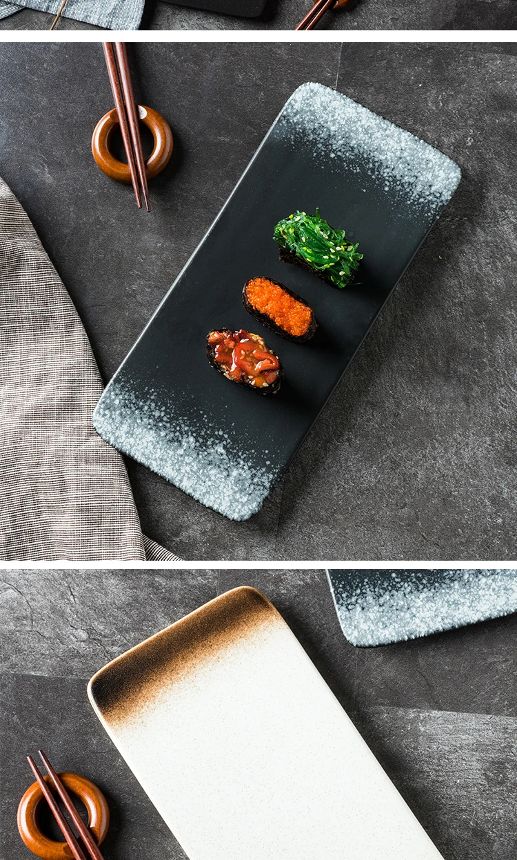 Японская суши теарелка керамическая креативное прямоугольное блюдо Закуски Блюдо для закусок индивидуальная столовая посуда в ретро стиле набор тарелок