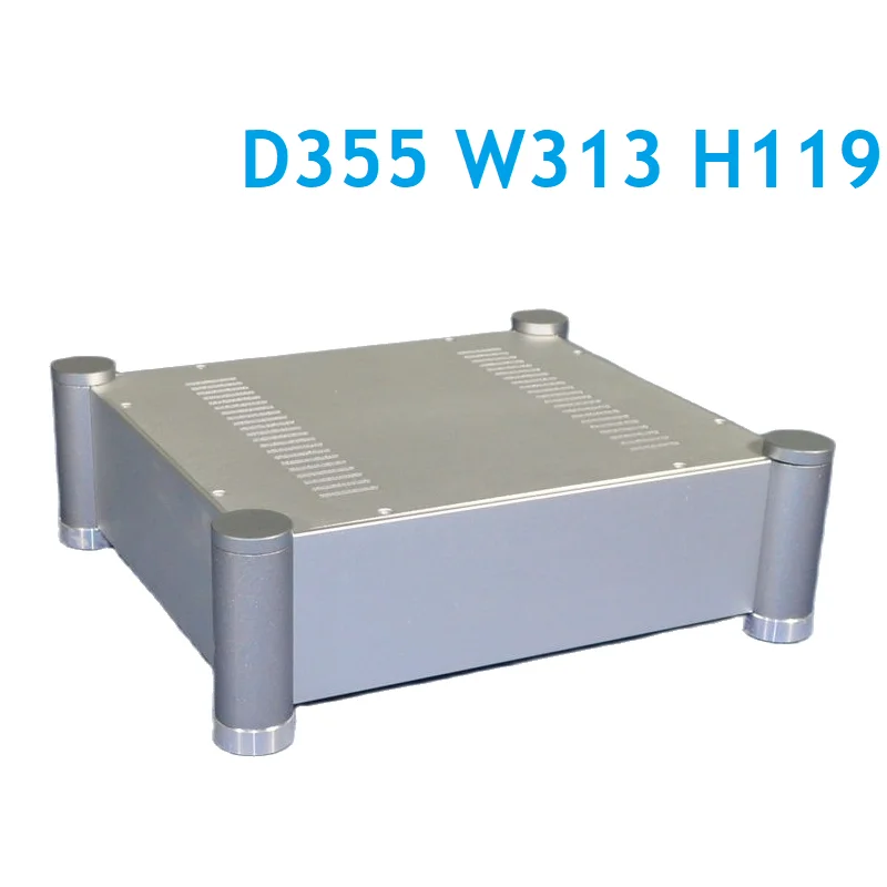 

D355 W313 H119 алюминиевый корпус усилителя питания шасси DIY Серебряный Круглый Угловой чехол Hifi задний класс A