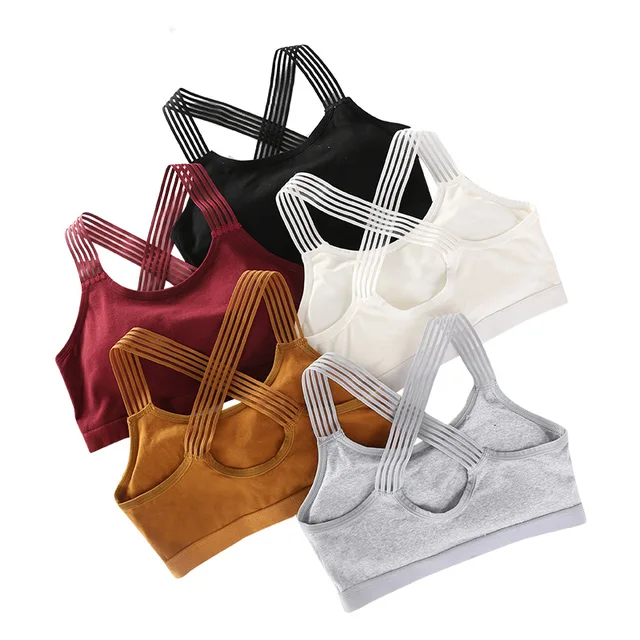 US $1.05 Sexy Back Padded Sports Bras Cross Straps Yoga Sport Bra Top Women Shockproof Breathable Fitness Ru