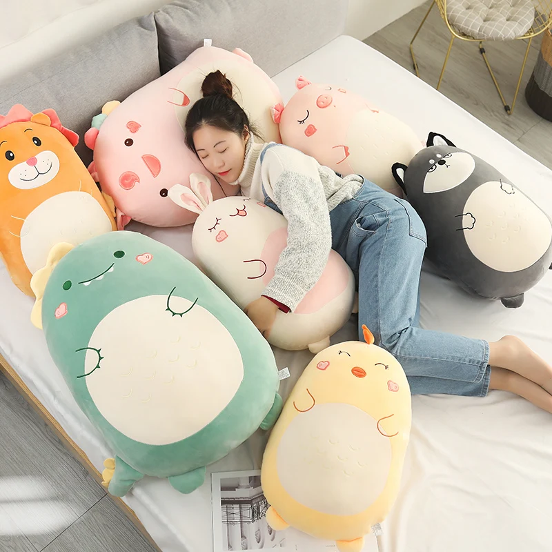 45/80CM Squishy Toy Kawaii Animal Fat Dinosaur Shiba Inu Dog Pillow Plush  Toys Cute Rabbit Doll Girls Bed Sleeping Cushion