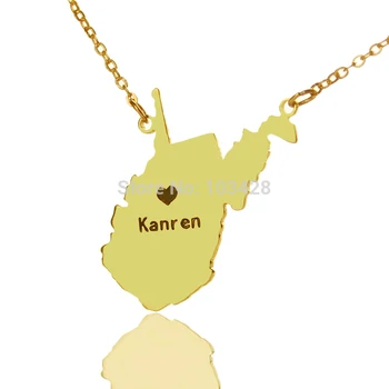 

AILIN Custom West Virginia State Shaped Necklaces Personalized America State Map Necklaces Charm State Necklaces
