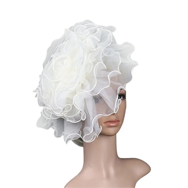 Women Fascinator Hat Flower Mesh Ribbon Vintage Style Party Banquet Wedding Veil - Цвет: 4