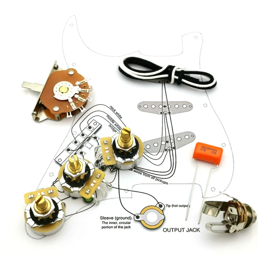 Guitar Potentiometer CTS 500K Copper shaft Wiring Kit for Strat CDE