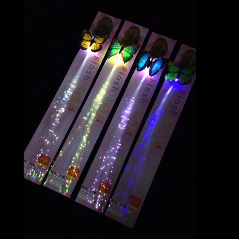 Светящаяся бабочка светодиодный Плетеный Rave светодиодный светильник ing светильник для волос для детей светящийся в темноте товары для рождественской вечеринки на день рождения
