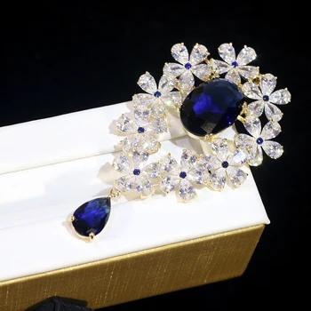 

Vintage Turkish Pendant Blue Teardrop-shaped Pin Brooch for Women's Jewelry Pin Zinc Oxide Crystal Brooch
