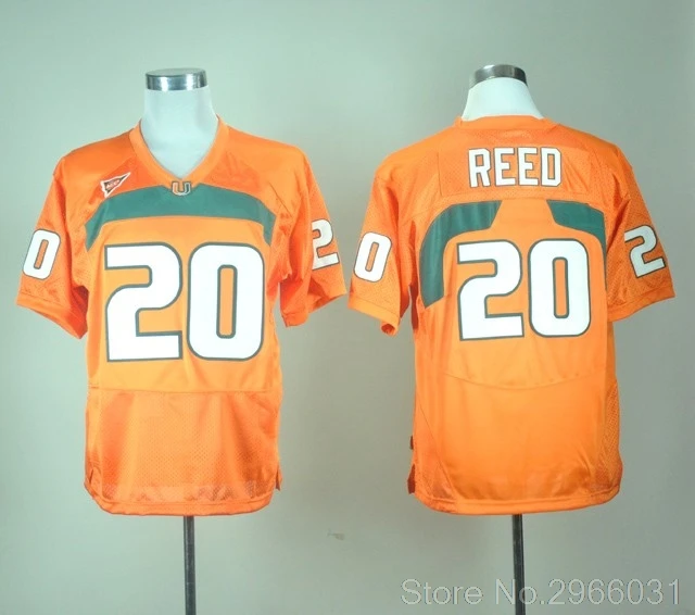 Men's Miami 2 Trajan Bandy 5 Andre Johnson 20 Ed Reed College Jersey- Orange White Green Size S-XXXL