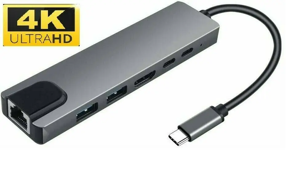 USB C 6in1 Hub 4K Type C to HDMI Adapter Dock Dongle W/ PD Charging For AppleLaptop Docking