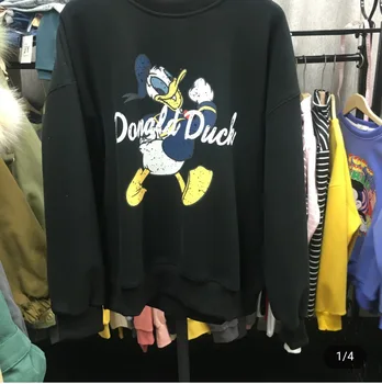 

Sweater Thickening Increase Down Woman 2019 Loose Leisure Time Donald Duck Cartoon Printing Pullover Jacket Shirt Coat
