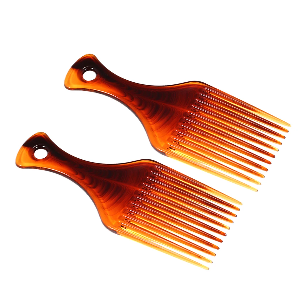 Pack of 2 Durable Long Handle Afro Pick Hair Comb Hairdressing Brush Slick Back Hair Style Brush Salon Home Portable Travel Comb
