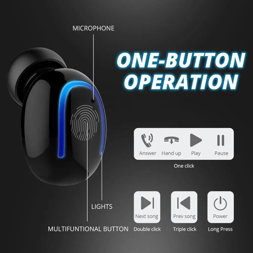 FONKEN Bluetooth беспроводные наушники USB зарядка портативный Bluetooth наушник с микрофоном одиночный наушник для мобильного телефона