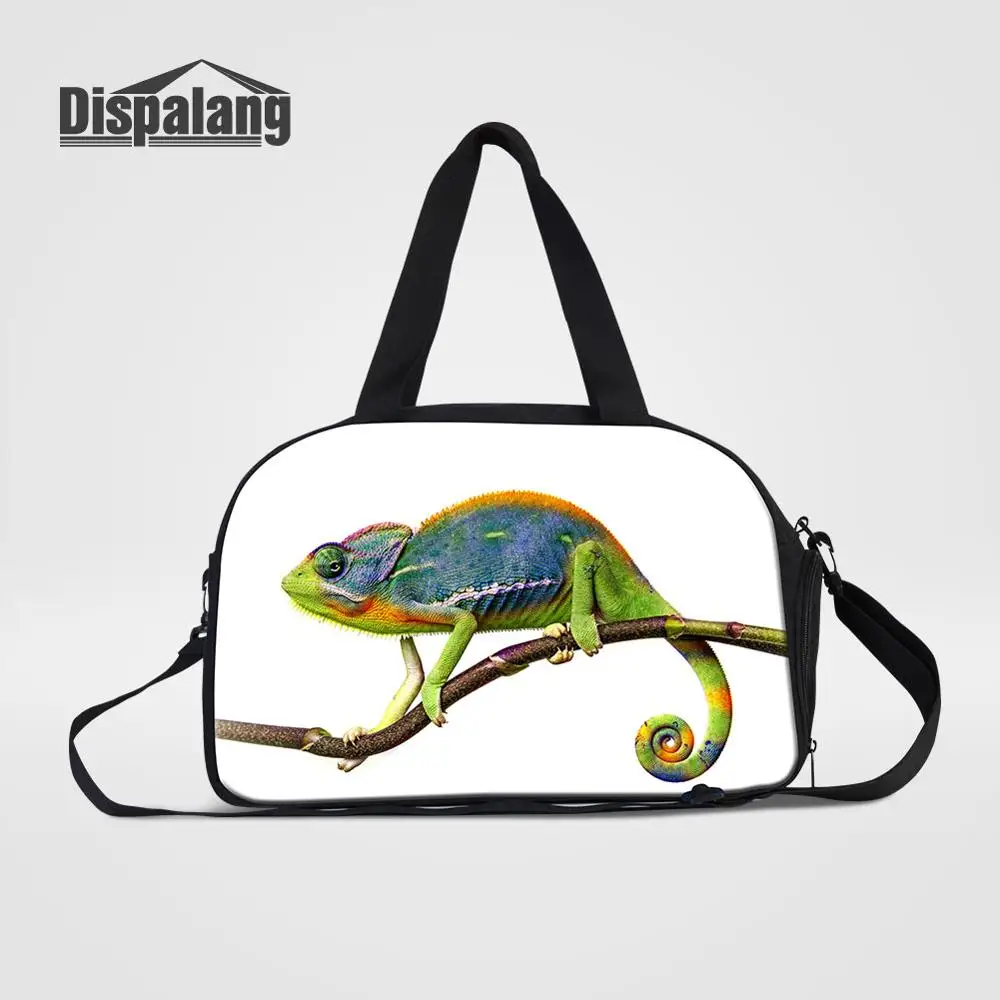 

Custom Animal Lizard Travel Bags Men Outdoor Shoulder Duffle With Shoes Pocket Boys Students Crossbody Weekend Overnight Handbag