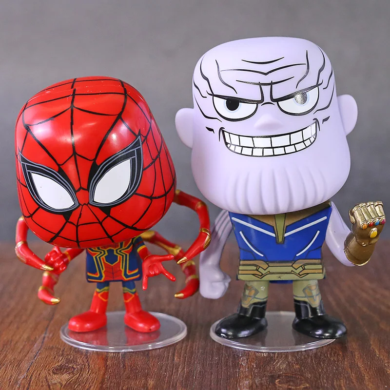 Marvel Мстители танос + Железный паук человек паук качающаяся голова ПВХ фигурка игрушки