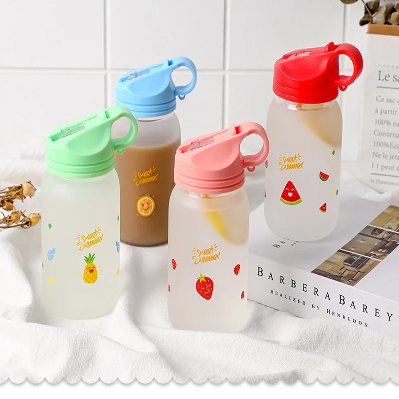 

Fashion 500ml High borosilicate water bottle Leak proof Sports Kettle portable cup 4 Colors can pick