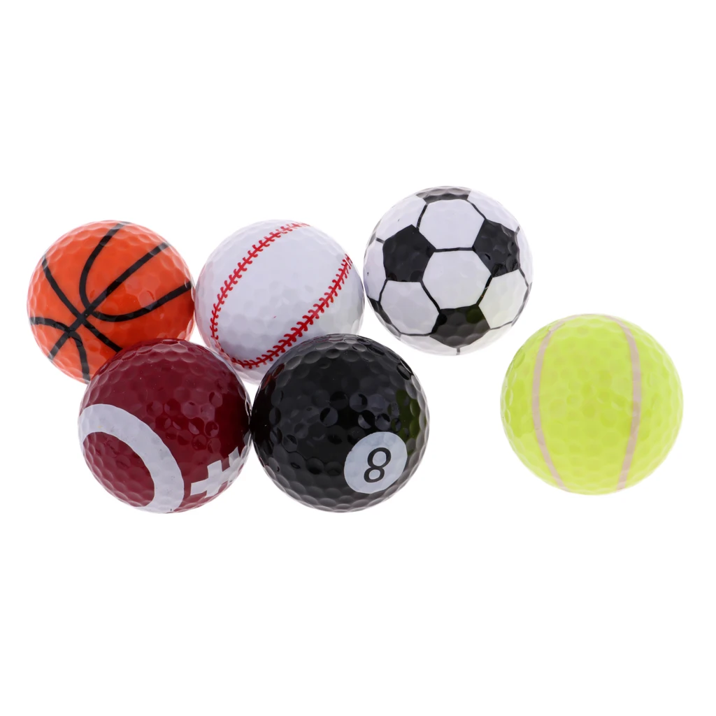 Set of 6 Sports Novelty Golf Balls Tour Novelty Gift Fun Sports Golf Balls