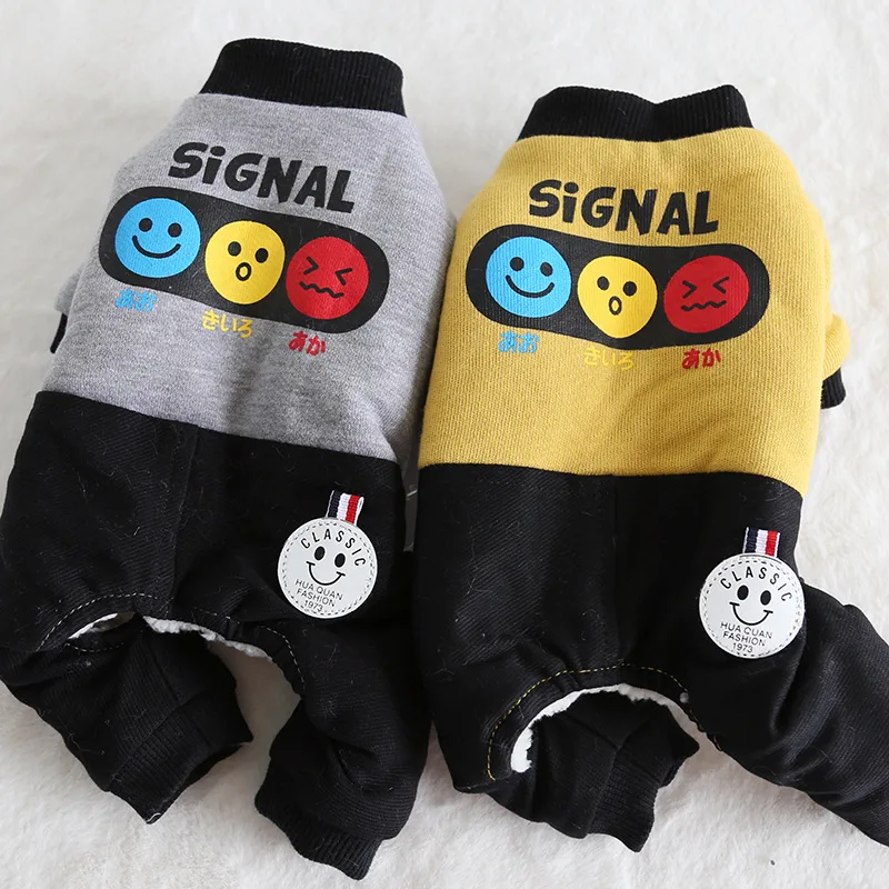 Smile Signal пижамы для собак Одежда для собак зимняя одежда для собак халат комбинезоны толстые пальто Одежда для собак кошка Чихуахуа Тедди