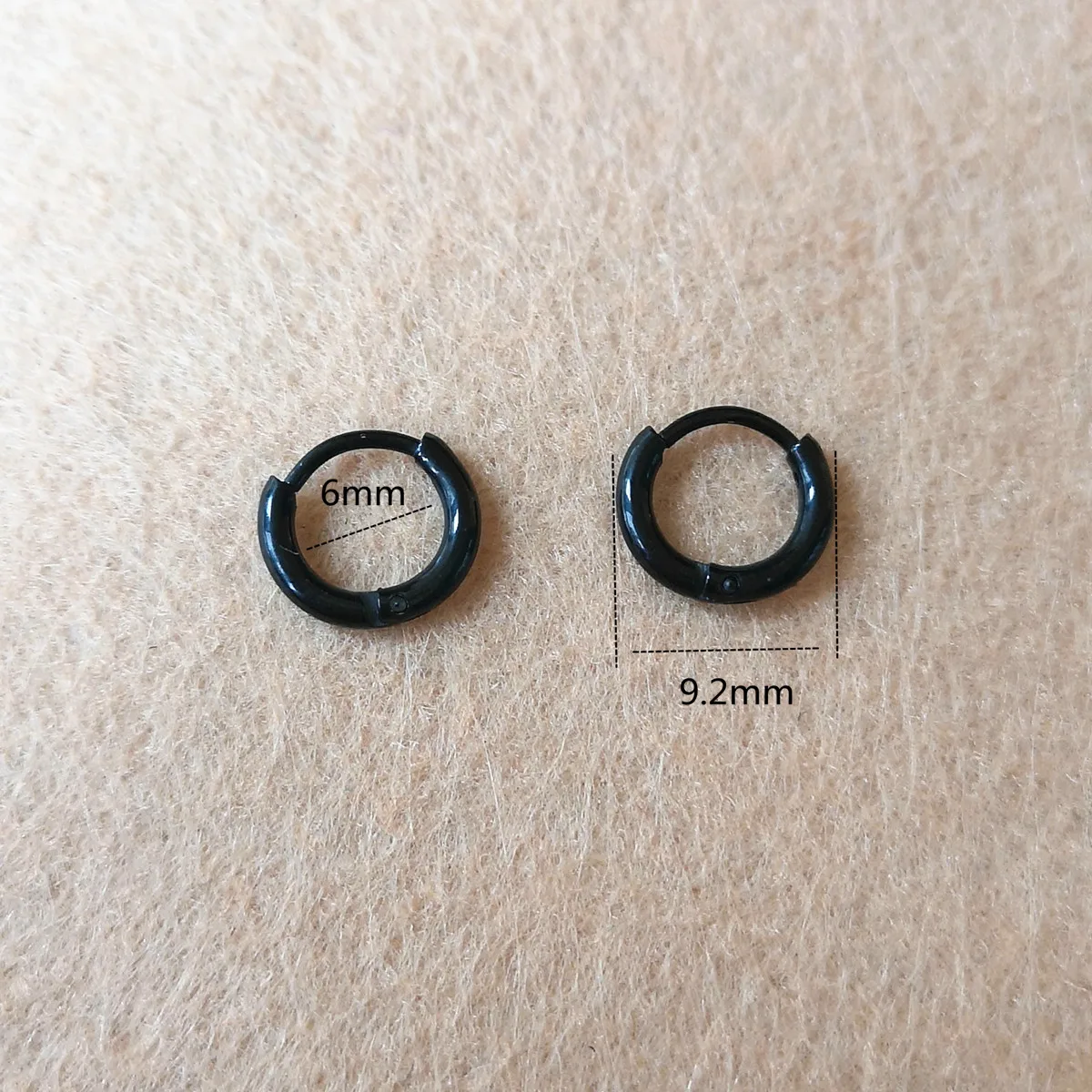 Black Plated Super Small 6mm Hoop Earrings 316 L Stainless Steel No Easy Fade Allergy Free 5