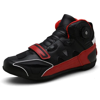 

Red Motorcycle Boots Motorcycle Protection Boots Motocross Shoes Breathable Motor Biker Chopper Cruiser Touring Ankle Shoes Men