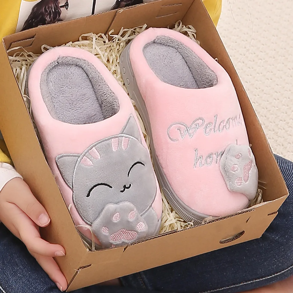 Kids Baby Boys Girls Winter Slippers Cartoon Cat Non-slip Home Indoors Shoes Warm Casual kids shoes pantuflas Sapato Infantil