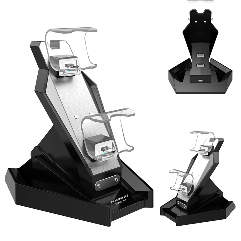 T1 контроллер зарядное устройство зарядная станция 2 Usb зарядное устройство кронштейн Быстрая зарядка для Ps4 серебро + черный
