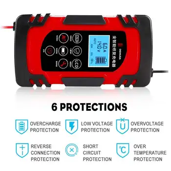 

12V/24V 8A Digital LCD Display Full Automatic Pulse Repair Charger Motorcycle Car Battery Charger Wet Lead Acid Battery Charger