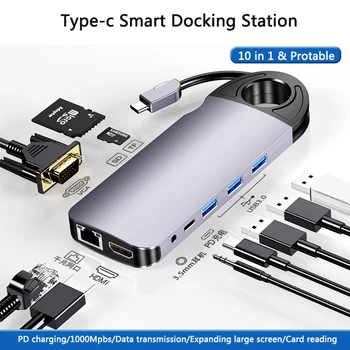 

10 IN 1 USB C Hub USB Type C Adapter Dock with 4K HDMI PD Charge for MacBook docking station usb c dock station for xiaomi