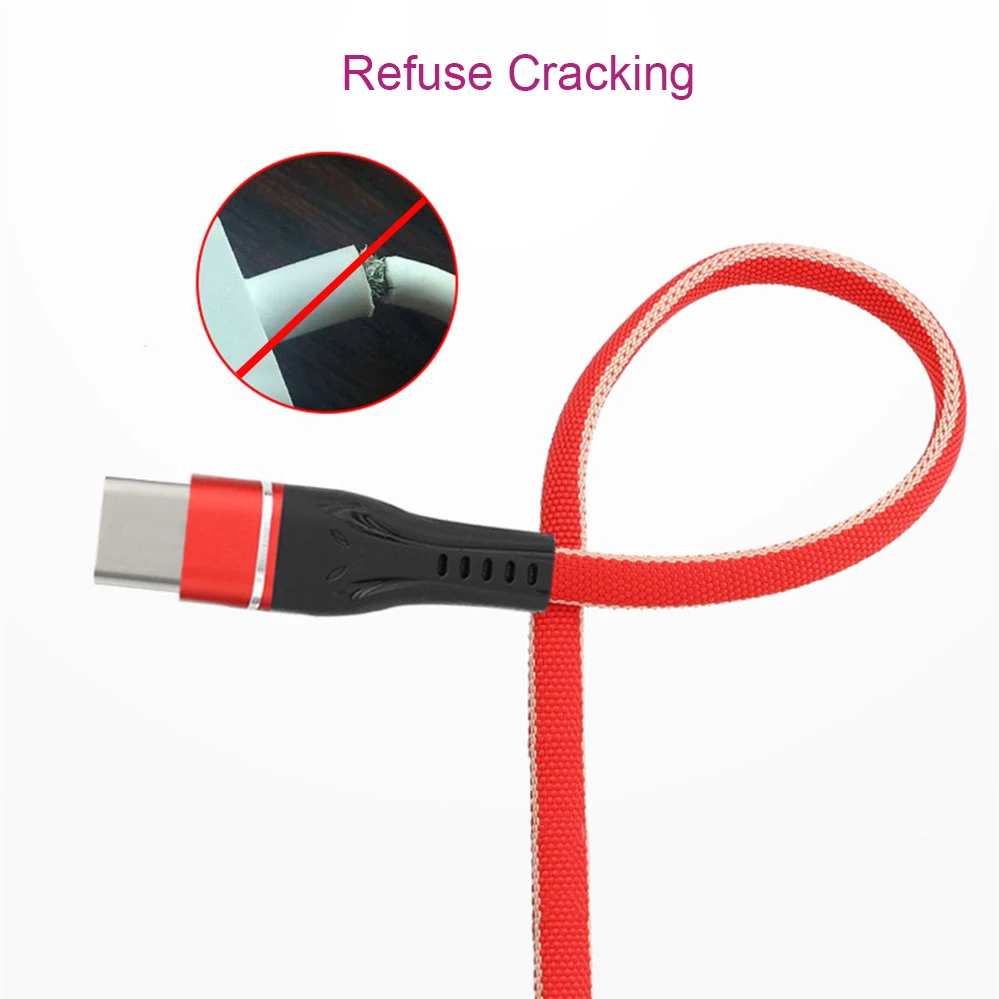 Usb type-C кабель 1 м для huawei samsung oppo Быстрая зарядка кабель для передачи данных USB C для xiaomi htc vivo плоский плетеный провод красный синий серый