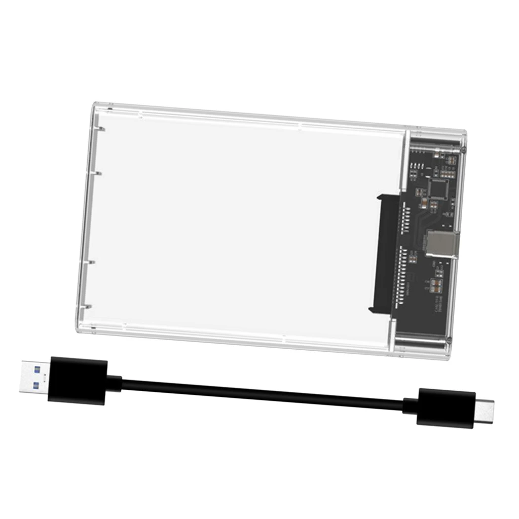 2.5inch USB 3.1 External Hard Drive Enclosure, USB3.1 to SATA Portable Clear Hard Disk Case for 2.5inch 7mm 9.5mm SATA HDD SSD