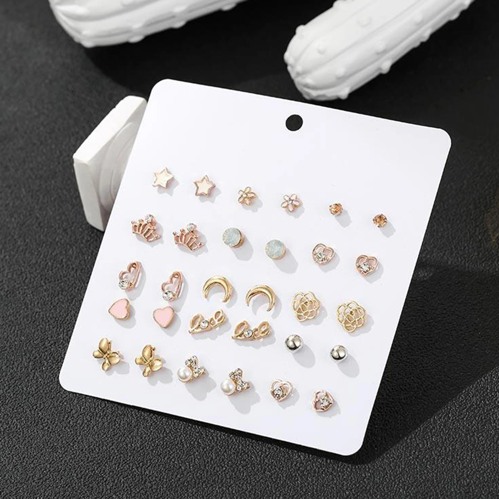 15 Pairs/Pack Girl Stud Earrings Set Pretty Ear Studs For Kids Children Wholesale Jewelry
