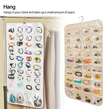 

New 80 Pockets Fashion Double Sided Hanging PVC Jewelry Necklace Bracelet Earring Ring Display Organizer Storage Bag