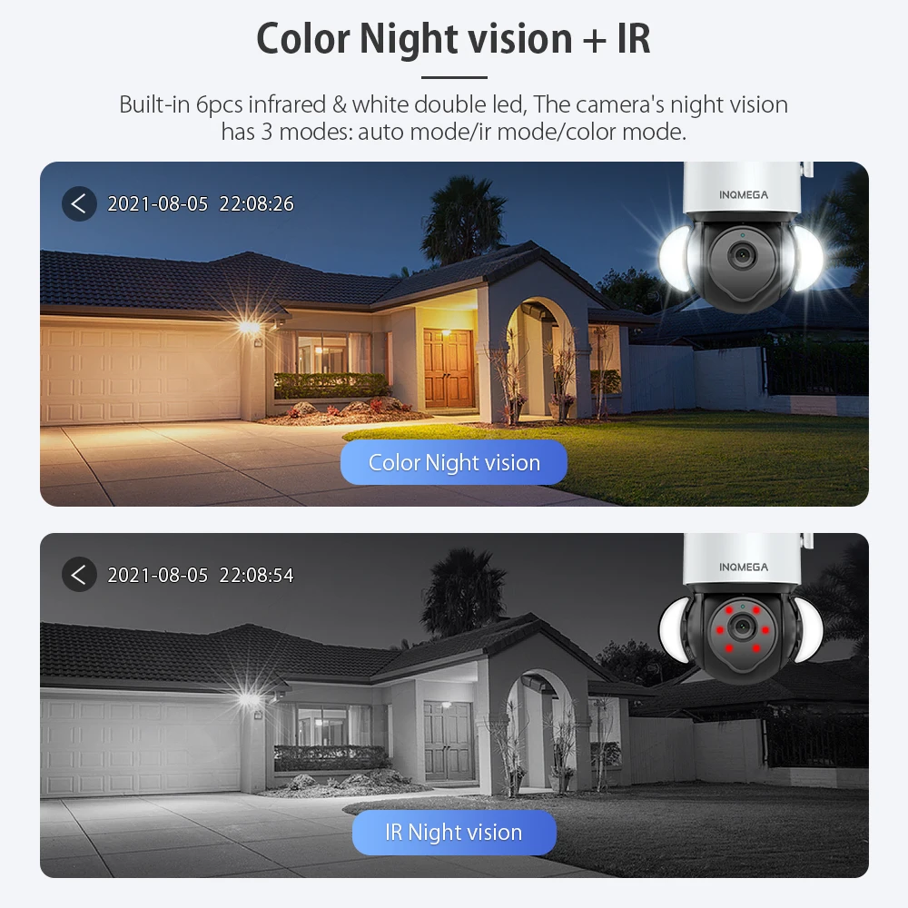 INQMEGA TUYA Alexa Smart Voice Camera Supports Google Homepage, Wired and Wireless Dual Connection Web Camera, Waterproof CCTV