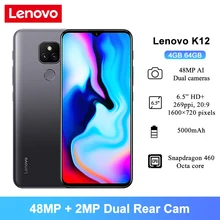 Lenovo K12 Android 10 Smartphones 6.5'' 4GB 64GB Snapdragon 460 Octa Core 5000mAh Battery 48MP AI Rear Camera Mobile Phone